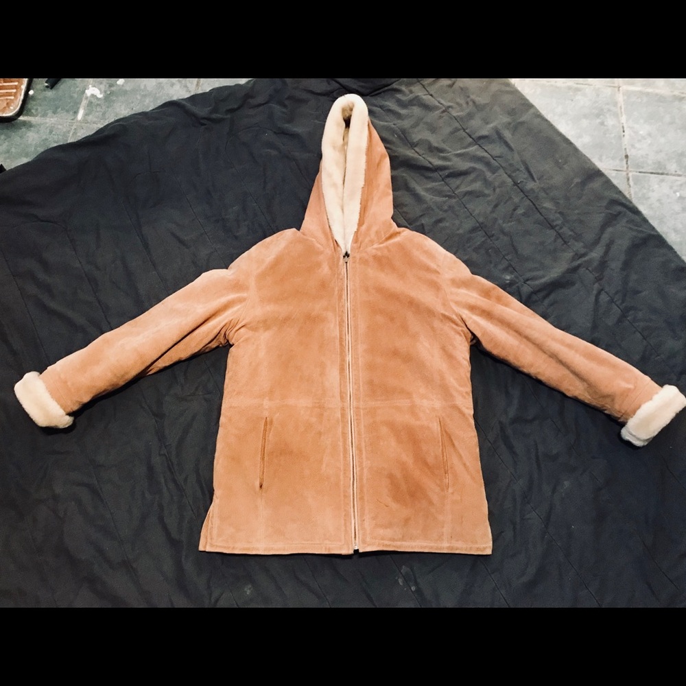 Heavy shearling reversible bomber hoodie
